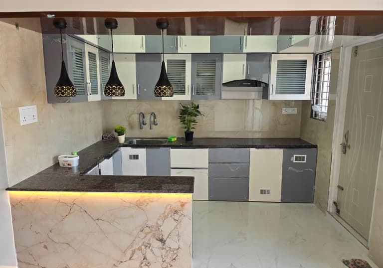 L-Shape uPVC Modular Kitchen